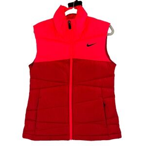 NIKE Alliance Quilted Down Puffer Vest‎ Women's Medium Pink 550 Fill Ski NEW
